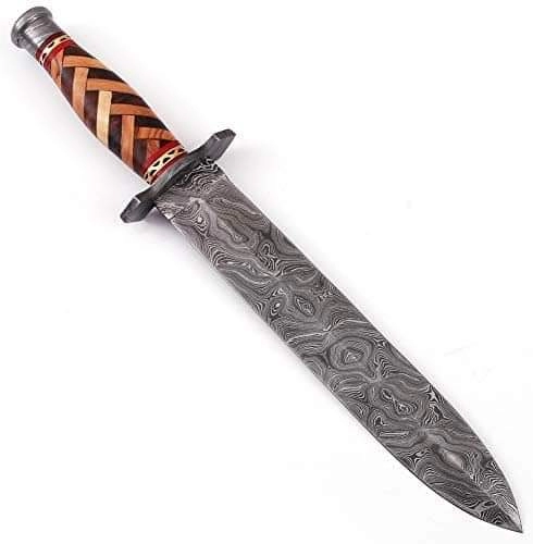 Handmade Stainless Steel Dagger Knife, Leather Sheath, Grey ...