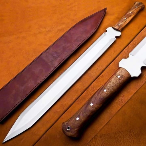 Stunning Handmade D2 Steel Sword Knife With Leather Sheath - SLL137